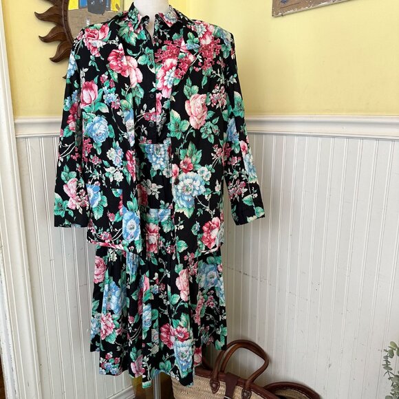 Crazy Horse Made in Hong Kong Vintage 80s 3 piece Skirt Set Blazer & Button Up S - Picture 1 of 16